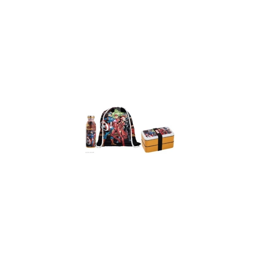 ست ظرف غذا ،فلاسک و بگ – SET LUNCH BOX + BOTTIGLIA TERMICA + SACCA MARVEL AVENGERS